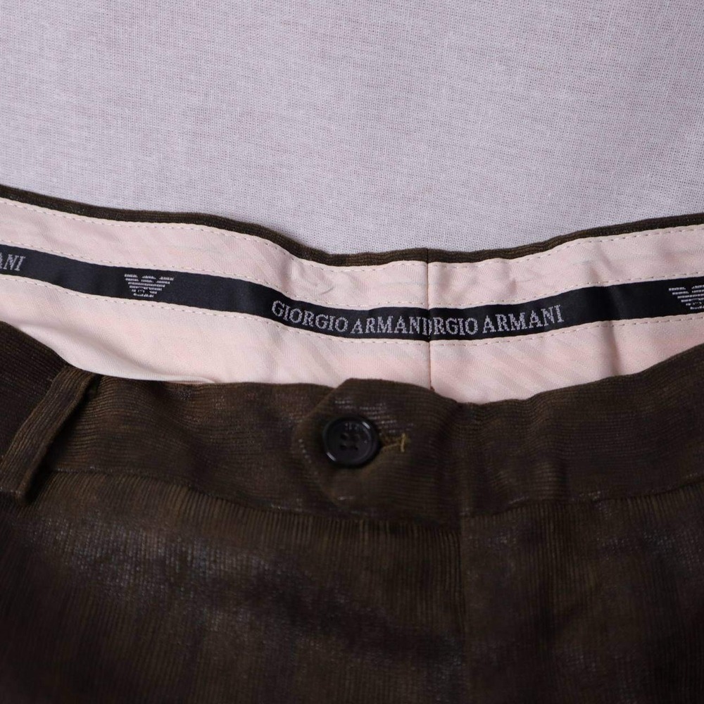 Giorgio Armani Le Collezioni Brown Coated Corduroy Pants Mens 38 Made in Italy - Picture 4 of 7